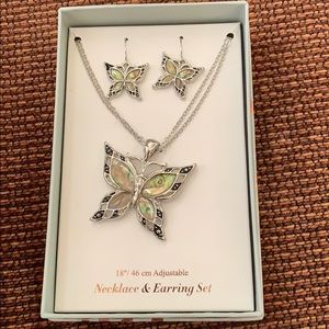 Women’s butterfly necklace and earrings